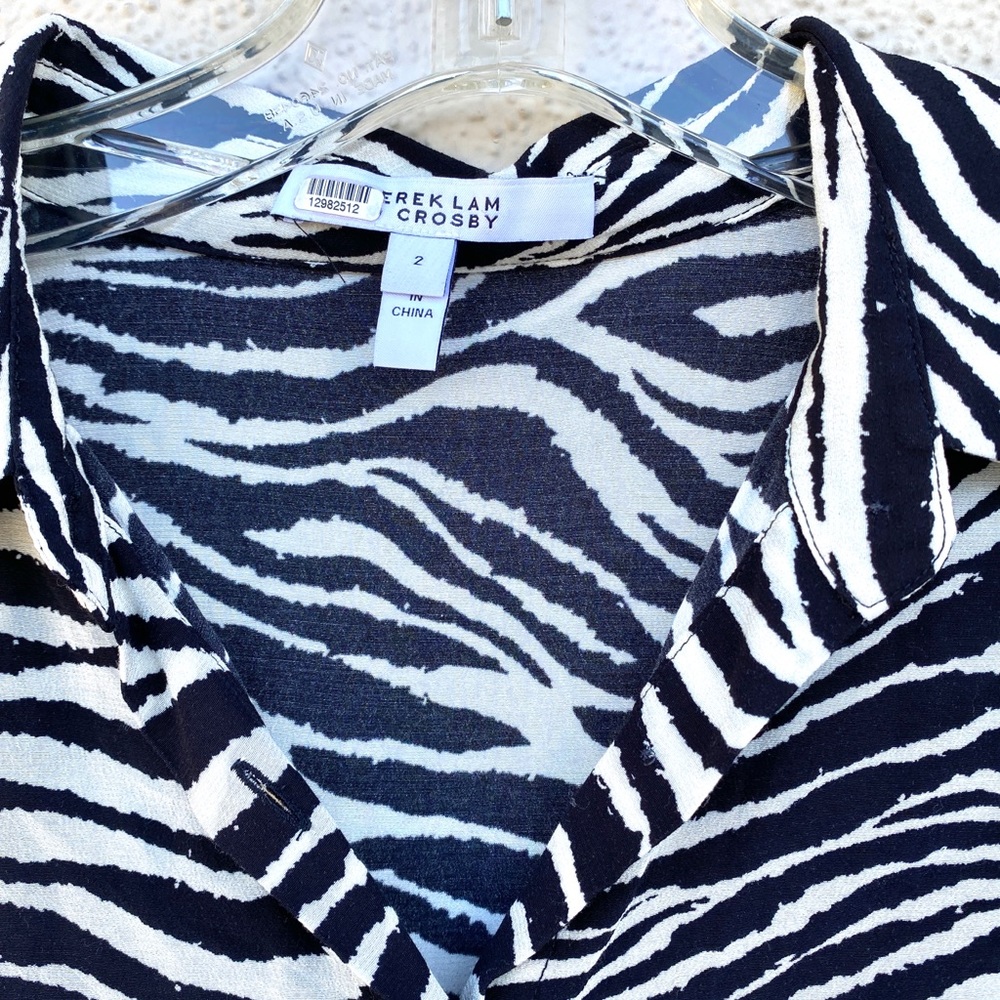 Derek Lam 10 Crosby zebra print blouse TOP animal print shirt women’s striped - Picture 4 of 9